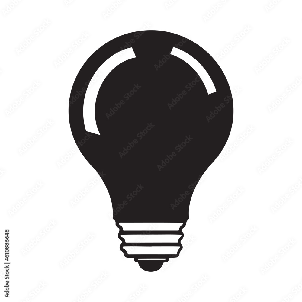 Light bulb silhouette logo isolated on white background Light bulb silhouette logo isolated on white background