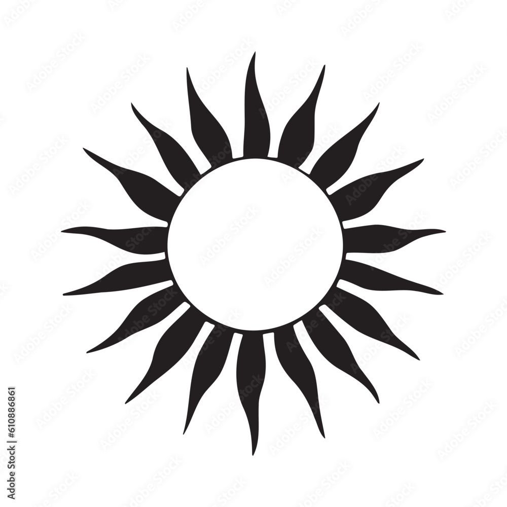 Sun silhouette logo isolated on white background