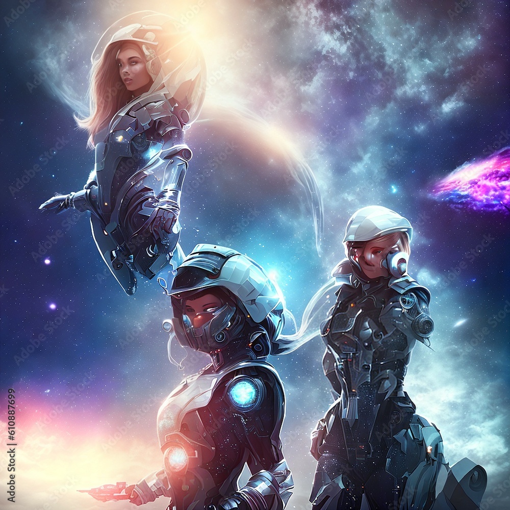 Fototapeta premium Queen of the Space - a colorful world of planets AI generated