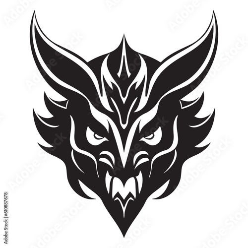 Devil head black and white vector icon