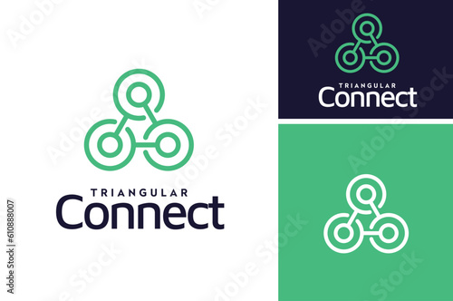 Modern Simple Triangular 3 dots, digital tree circle link connection geometric triangle shape logo design