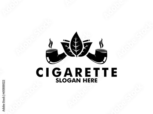 Cigarette logo with Pipe, Tobacco, logo vector . Premium cigar smoke logo design template