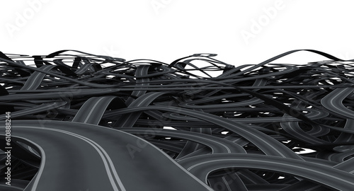 3d rendering of streets confused like a maze