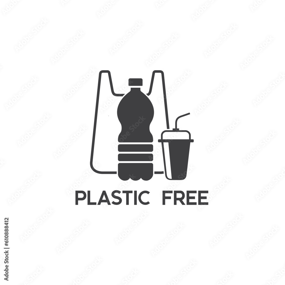 symbol of plastic free, eco friendly, vector art. symbol of plastic free, eco friendly, vector art.