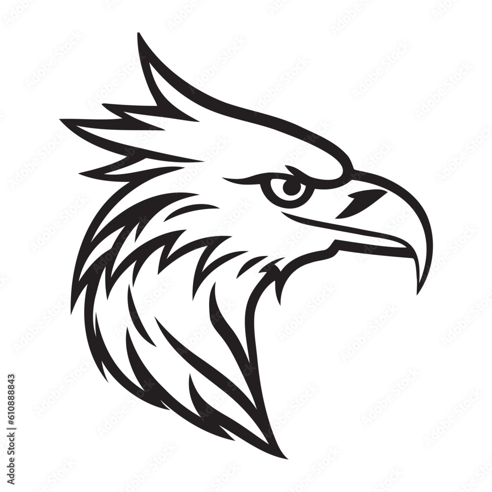 Obraz premium Eagle head black and white vector icon