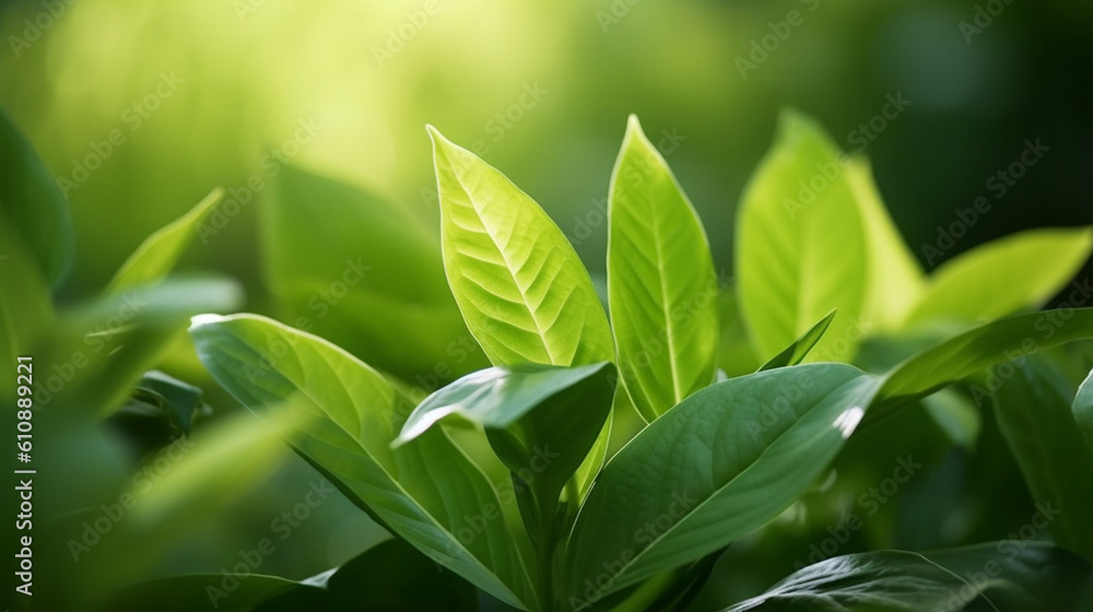 Fototapeta premium Nature of green leaf in garden at summer greenery environment ecology wallpaper