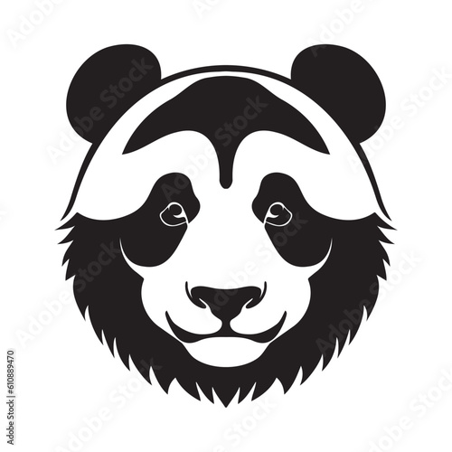 Fototapeta Naklejka Na Ścianę i Meble -  Panda head black and white vector icon