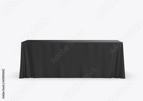 Table Cloth Fitted Exhibition advertising runner, cloth and stitched table cover. 3D illustration.
