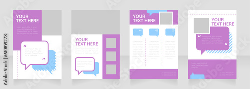 Psychological support blank brochure layout design. Info in speech bubble. Vertical poster template set with empty copy space for text. Premade corporate reports collection. Editable flyer paper pages