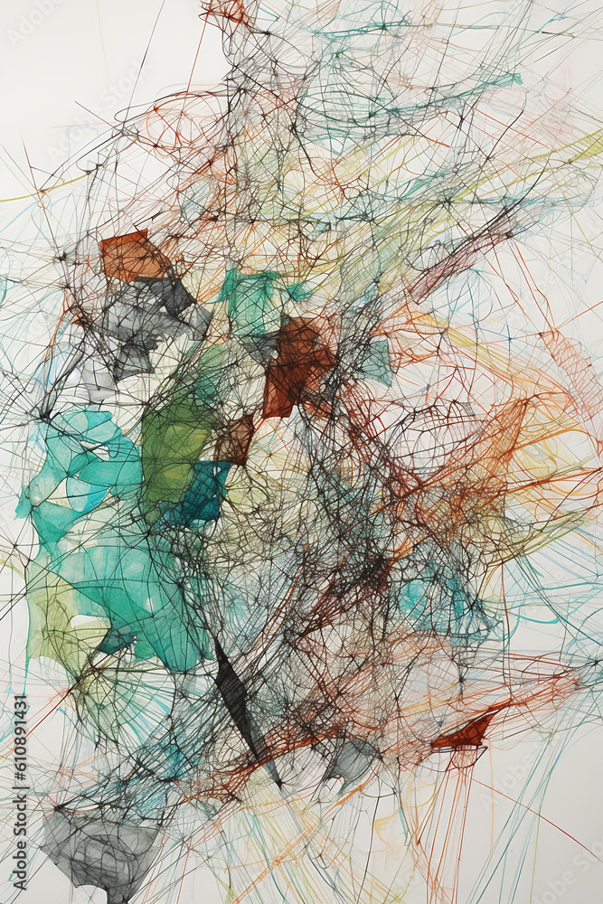 Fototapeta premium Area made of lines and strands chaotic energy Generative AI