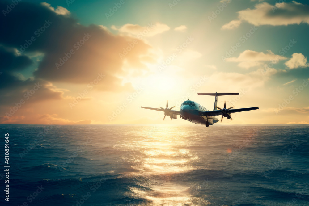 war plane flying over the sea, ai generative war plane flying over the sea, ai generative