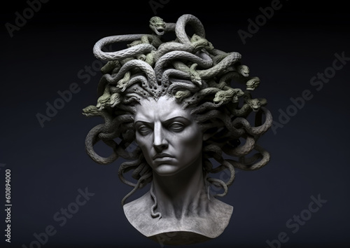 male concept of mythical  medusa . Generative AI photo