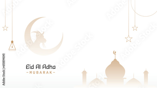 ain template banner poster background Islamic with minimalistic concept, for Eid al-Adha or Hajj Eid celebration © febri
