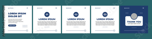 Carousel or microblog slide template for social media posts. social media template with dark blue color theme