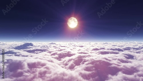 dream fly in clouds and moon