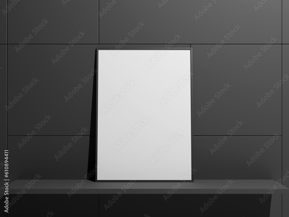 Hanging empty blank frame leaning against the wall