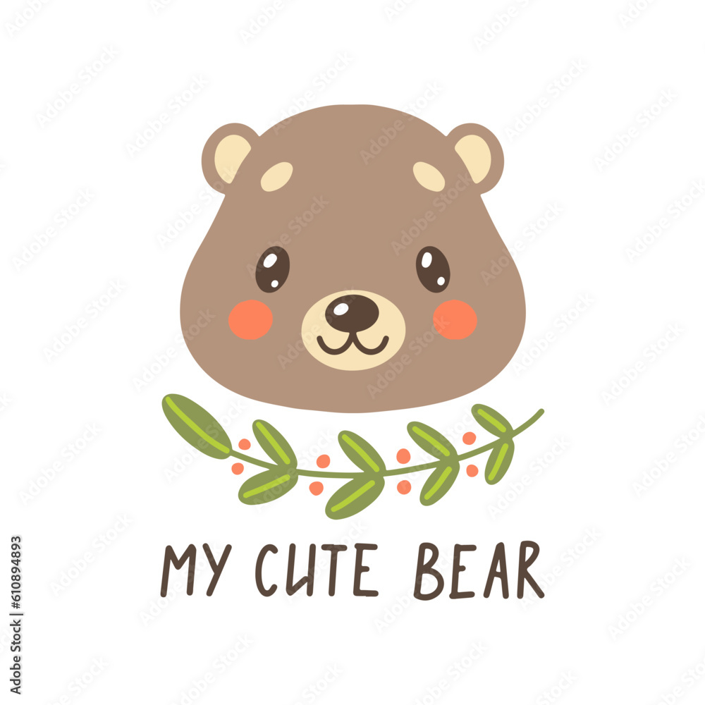 Fototapeta premium Cute bear vector illustration for t-shirt design with slogan. Vector illustration design for fashion fabrics, textile graphics, prints.