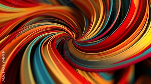 Abstract background with colorful curve plasticine lines curling and flowing. Dynamic rubber stripes in close up view  modern wallpaper. Horizontal illustration for banner design. Generative AI.