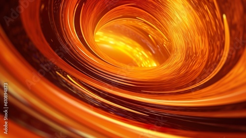 Abstract background with bright flowing lines moving, curling amber and flowing honey. Warm orange colors stripes in waves modern wallpaper. Horizontal illustration for banner design. Generative AI.