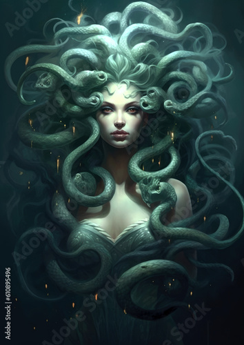 mythical lady medusa . Generative AI