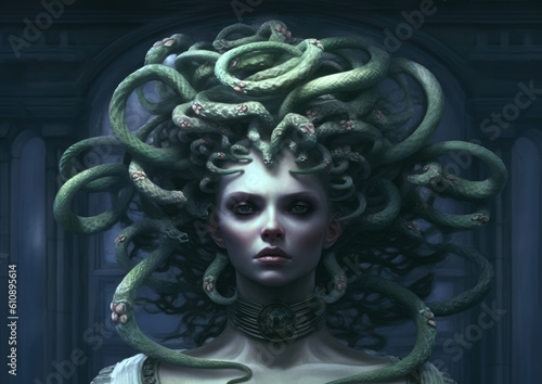 mythical lady medusa . Generative AI