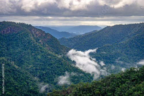 Foggy clouds in the mountains in rural Queensland, Australia