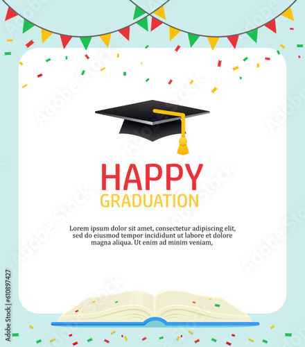 happy  graduation poster template with copy space