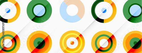 Colorful circles in a grid composition abstract background. Design for wallpaper, banner, background, landing page, wall art, invitation, prints, posters