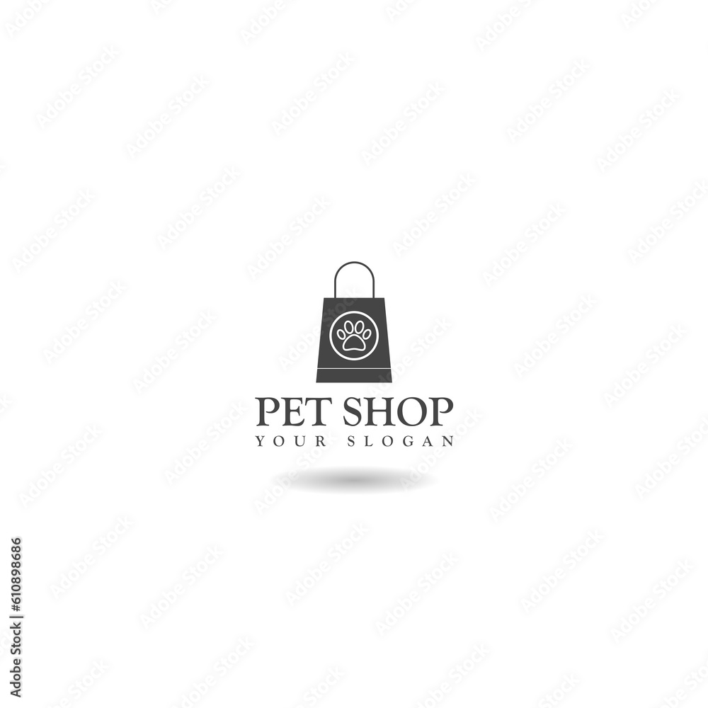 Pet shop bag logo icon with shadow Pet shop bag logo icon with shadow