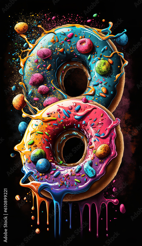 Donuts colorful ink Generative AI
