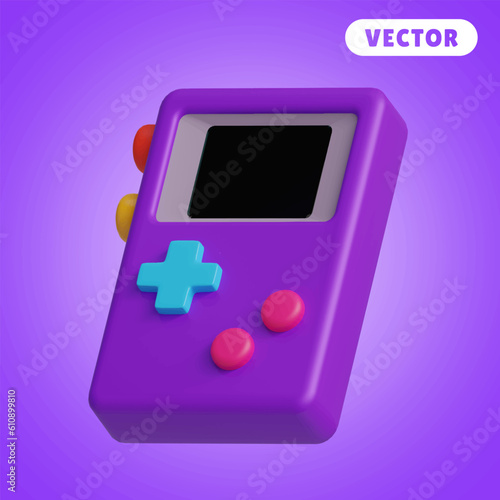 gamepad 3D vector icon set, on a purple background