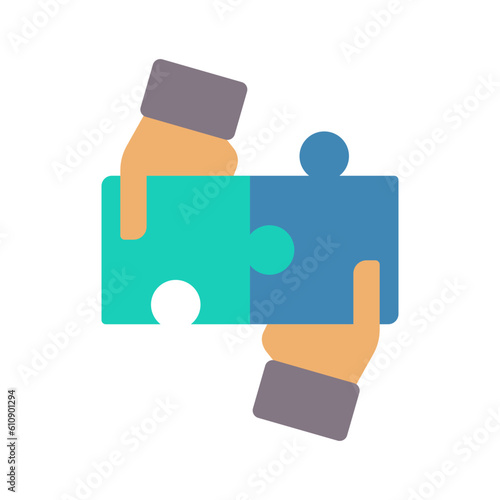 Collaboration flat icon for marketing, cooperation, synergy, partnership, alliance, teamwork logo	