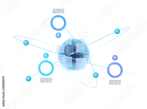 Web application creation infographic chart design template. Browser program. Abstract vector infochart with blank copy spaces. Instructional graphics with 3 step sequence. Visual data presentation