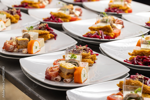 Appetizer plates waiting for served