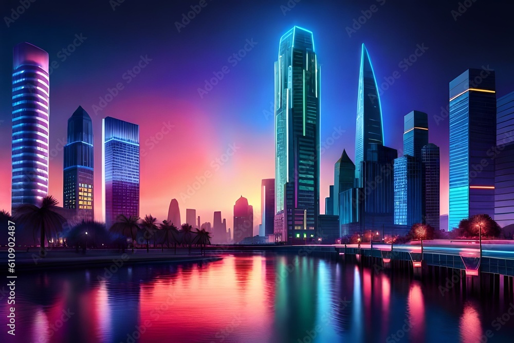 Fototapeta premium city skyline at night