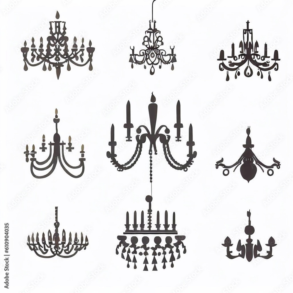 Chandeliers set classic interior lighting Generative AI Chandeliers set classic interior lighting Generative AI