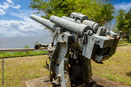 The ruins of artilly at the Japanese Garden of Peace, Corregidor Island Philippines photo