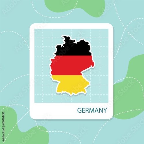 Stickers of Germany map with flag pattern in frame.