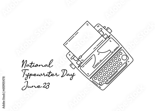 line art of national typewriter day good for national typewriter day celebrate. line art. illustration.