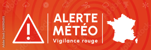Alerte météo - Vigilance rouge - Bannière autour des phénomènes météorologiques qui nécessitent notre attention - Dangers et prévisions météo - Fichier vectoriel éditable - Illustrations