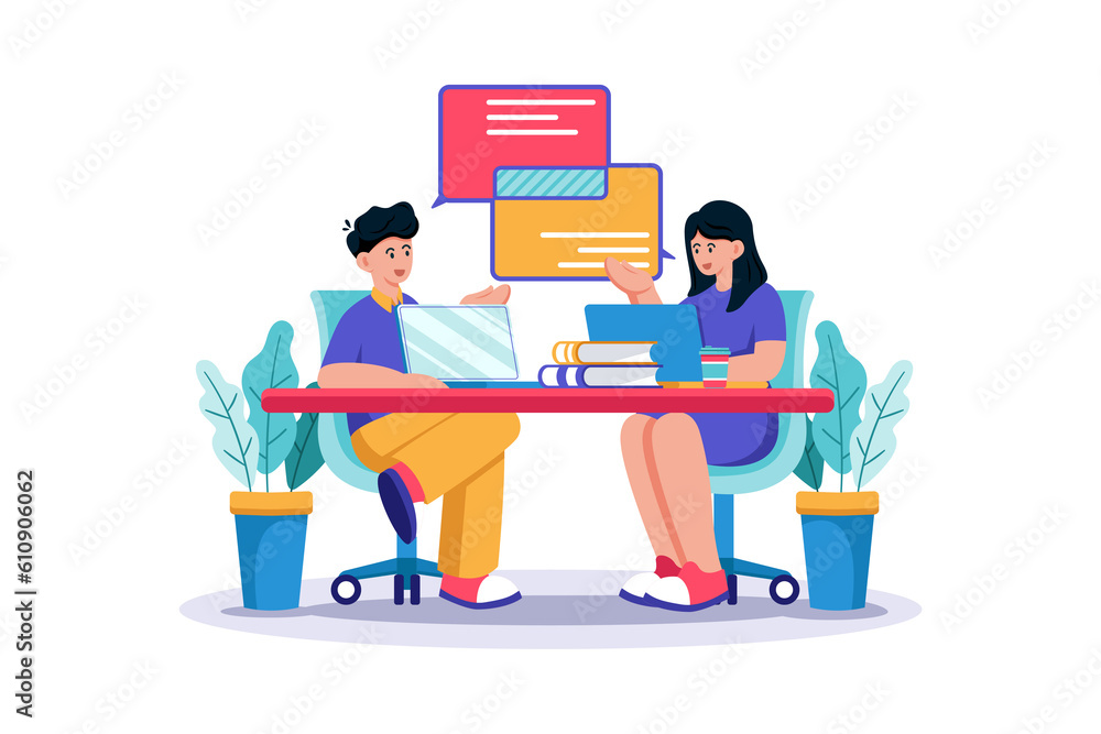 A student works on a group project with classmates. A student works on a group project with classmates.