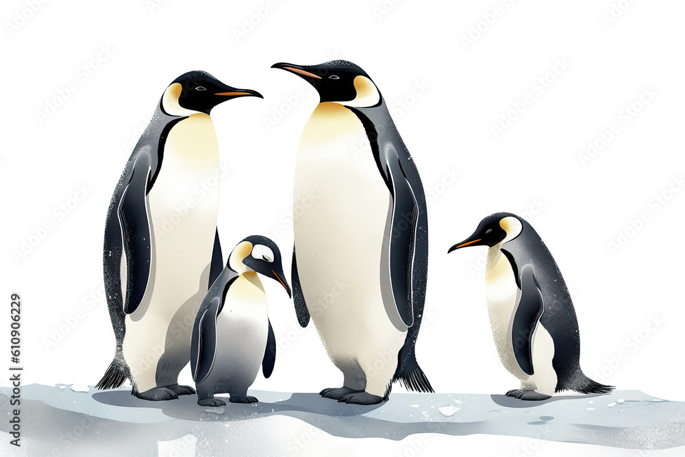 Fototapeta premium Cute Penguin Family Illustration
