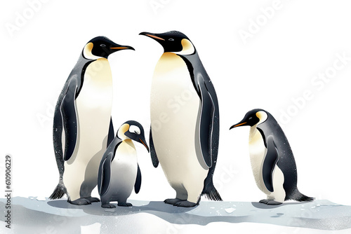 Cute Penguin Family Illustration