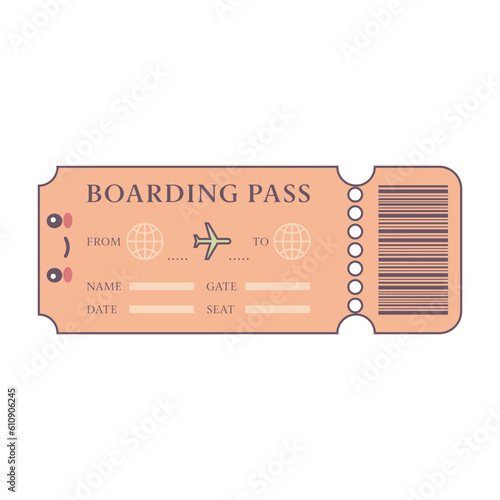 Ticket in style kawaii. Flat cartoon colorful vector illustration.