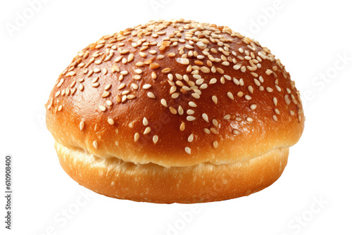Bun for burger isolated on transparent background. Generative Ai