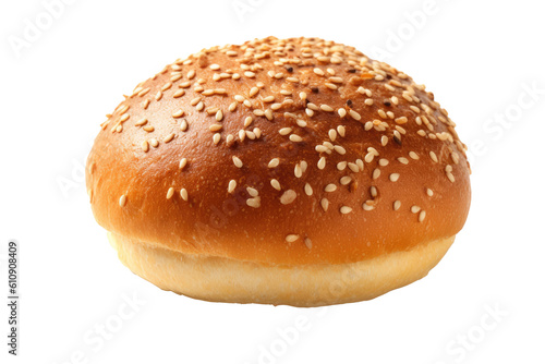 Bun for burger isolated on transparent background. Generative Ai