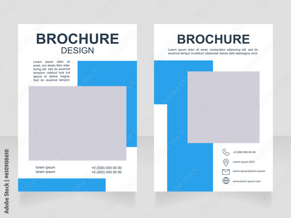 Modern theatrical play announcement blank brochure design. Template set with copy space for text. Premade corporate reports collection. Editable 2 paper pages. Myriad Pro, Arial fonts used