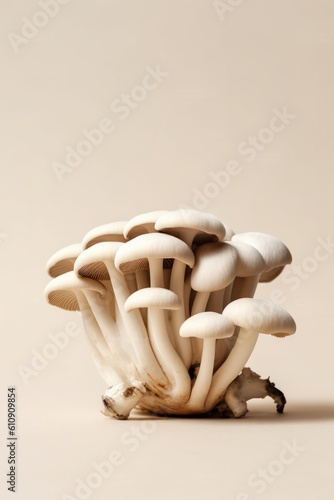 mushroom on cream background, generative ai