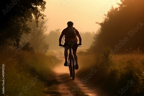 Bike Sportsman Athlete Cycling in Summer. Generative AI © Flowstudio