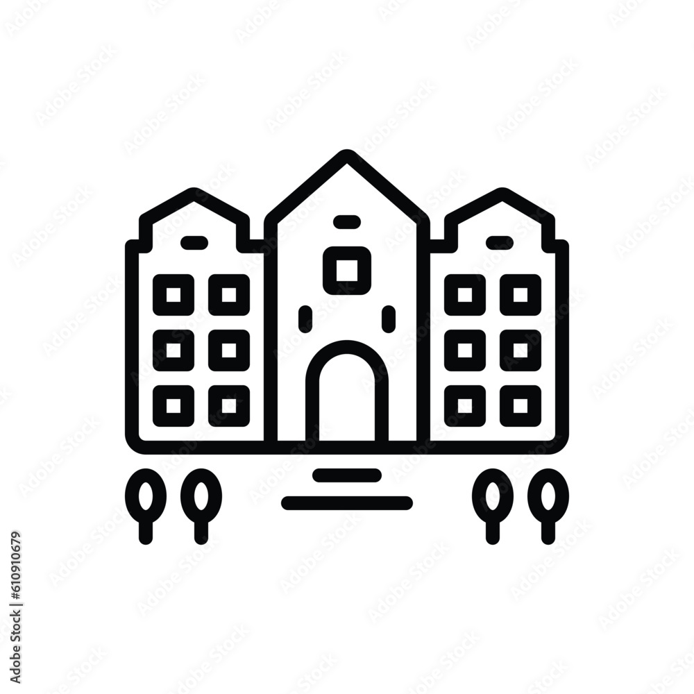 Φωτογραφία Black line icon for inn urban